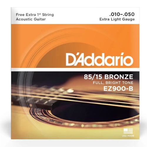 Encordoamento Para Violão Aço 10-50 Com Corda Extra Pl010 D'addario 85/15 Bronze Ez900-b. 