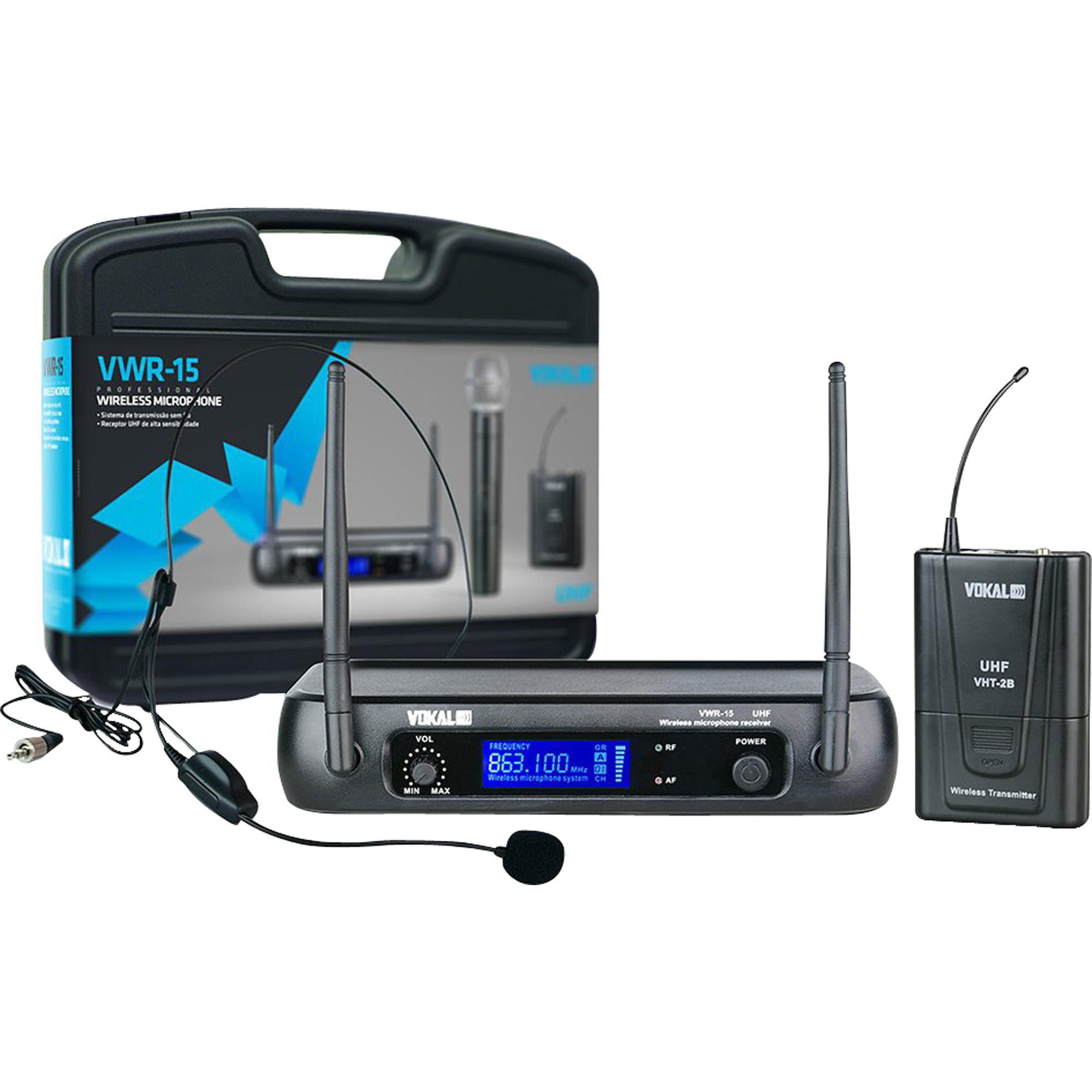 Microfone Headset Uhf Vwr15 Preto Vokal 