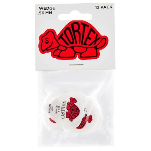 Dunlop 424p.50 Tortex® Wedge, Branco/vermelho, 0,5 Mm, Pacote Com 12 
