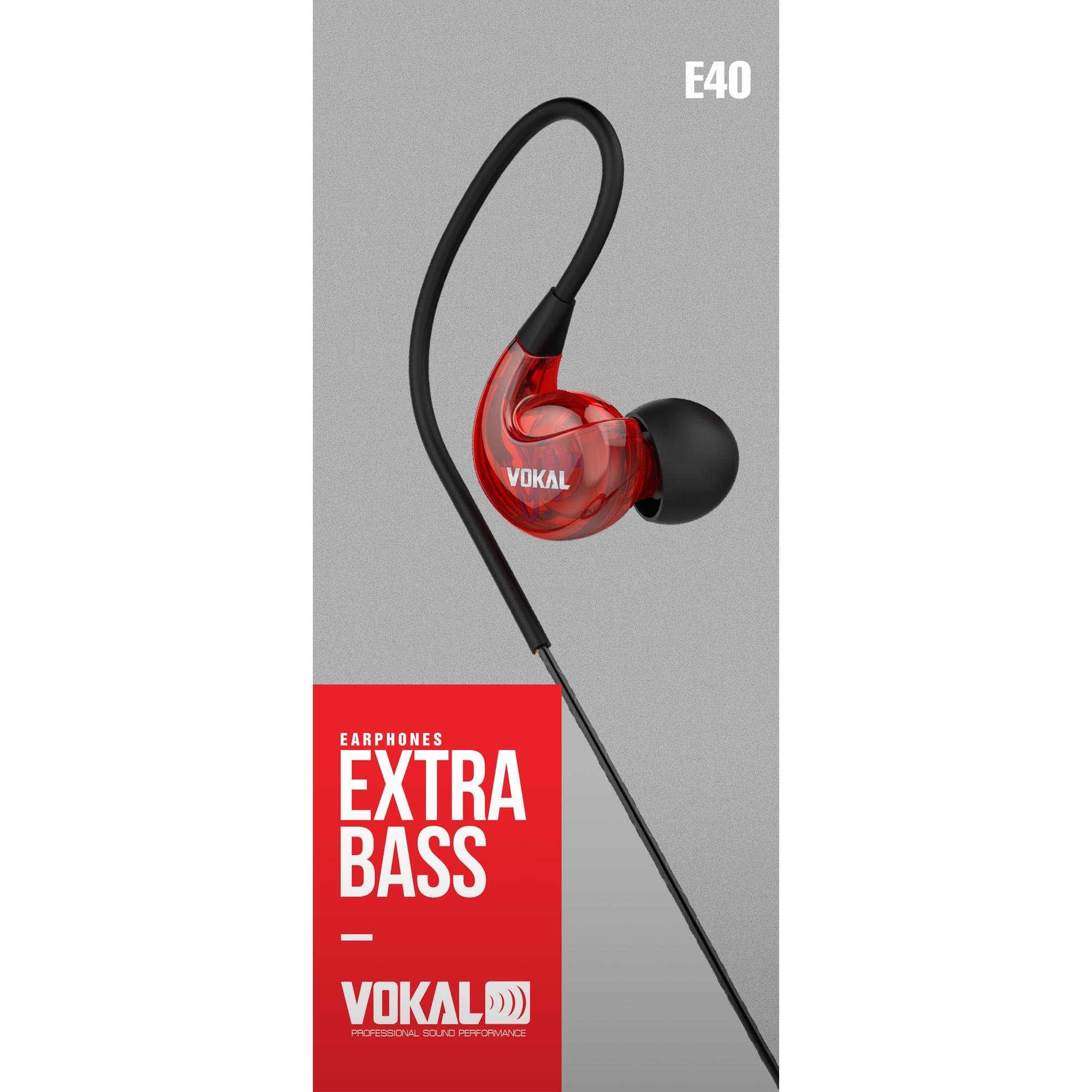 Fone de Ouvido In-ear Vokal E40 Vermelho 