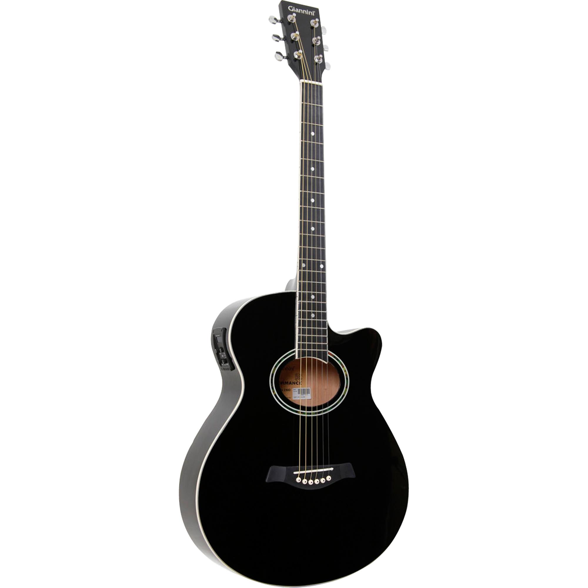 Violão Eletroacústico Mini Jumbo Cutaway Aço Gsf-1r Ceq Preto Giannini 