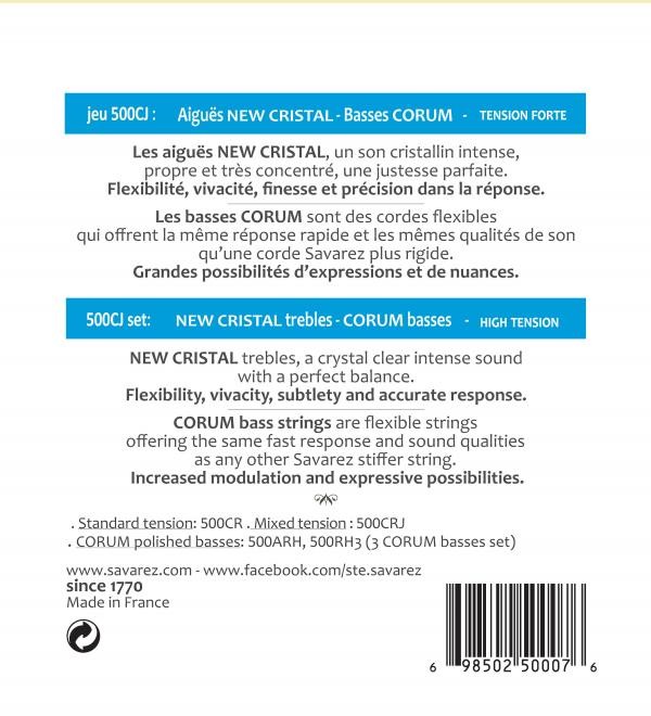 Cordas Savarez New Cristal Corum 500cj Violão Nylon Tensão Alta 