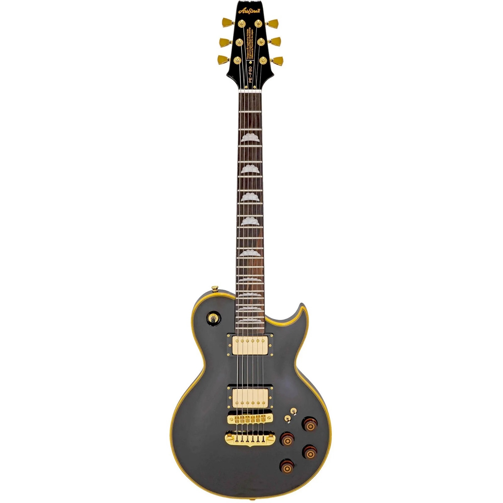 Guitarra Aria Pro ii Les Paul Pe-f80 Black Top 