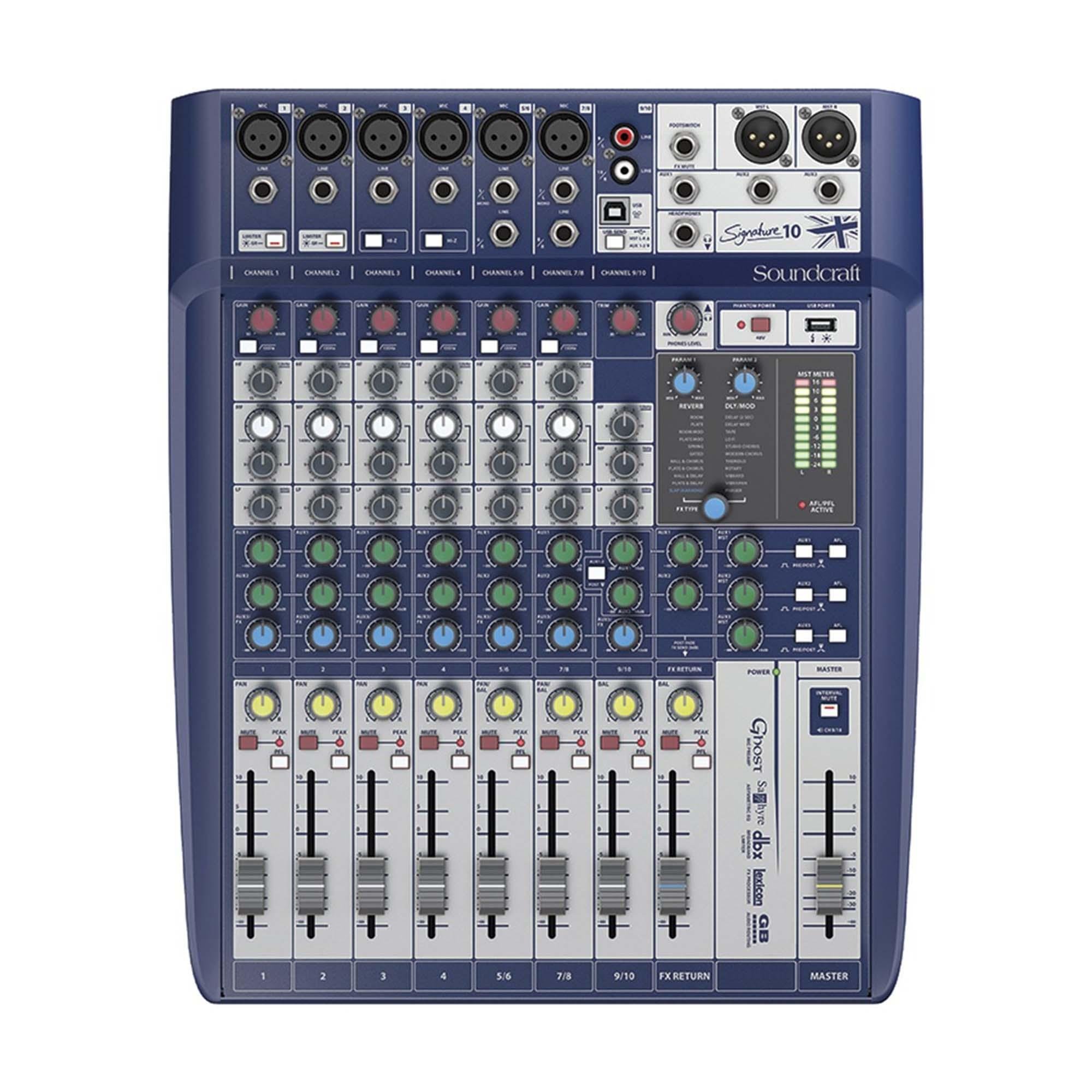 Mesa de Som 10 Canais Signature 10 Azul Soundcraft 