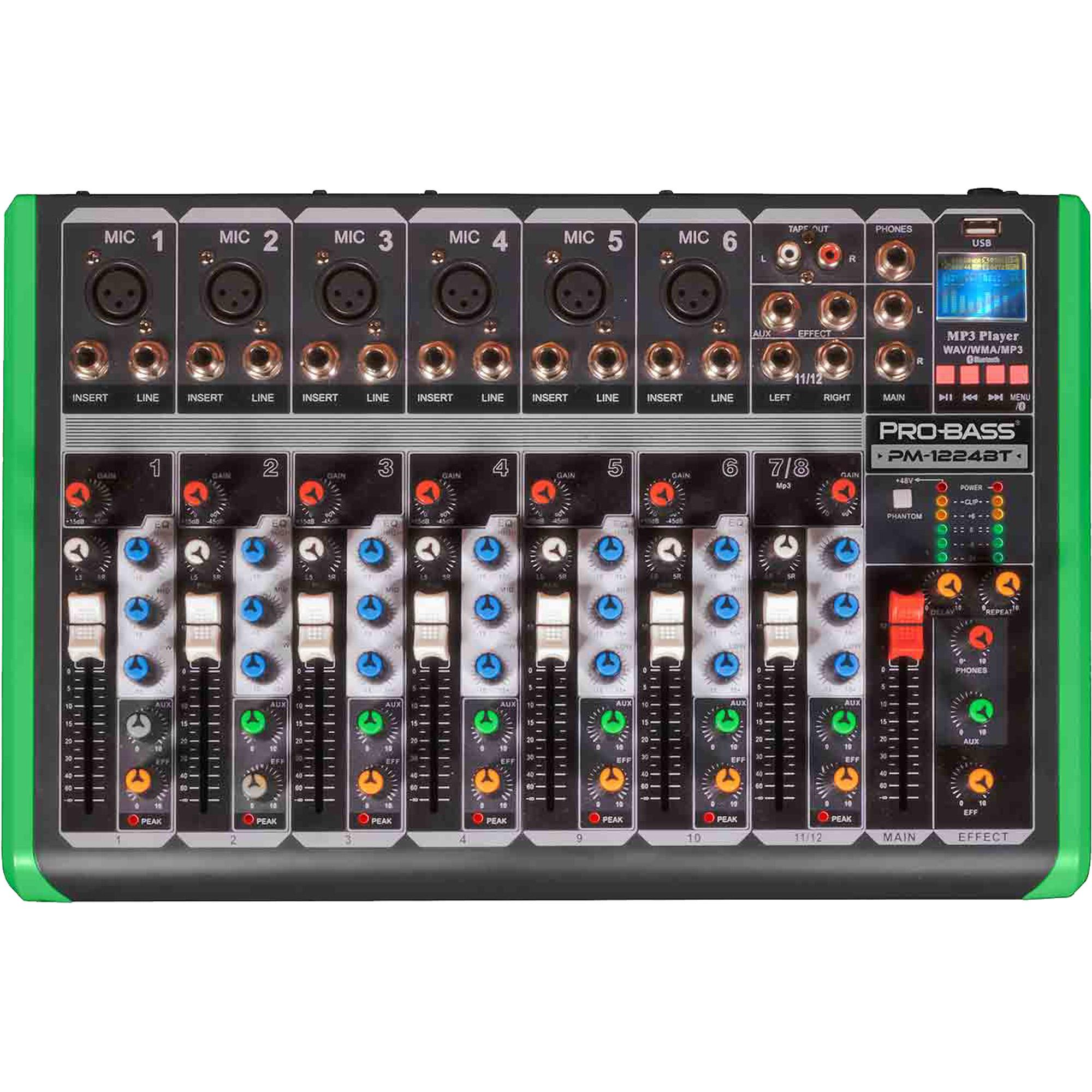 Mesa de Som 8 Canais Pbpm1224bt Probass 