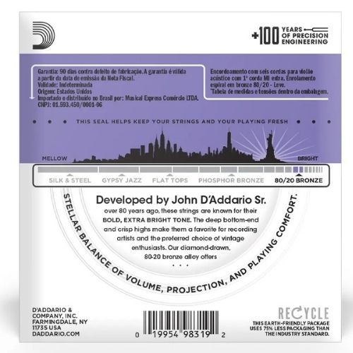 Encordoamento Violao Aco Daddario 011 Ej13b 