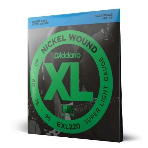 Encordoamento Para Baixo 4 Cordas 40-95 Escala Longa D'addario xl Nickel Exl22 
