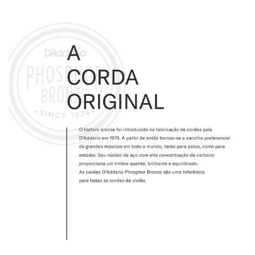 Encordoamento Para Violão Aço 12-56 Blue Grass D'addario Phosphor Bronze Ej19 