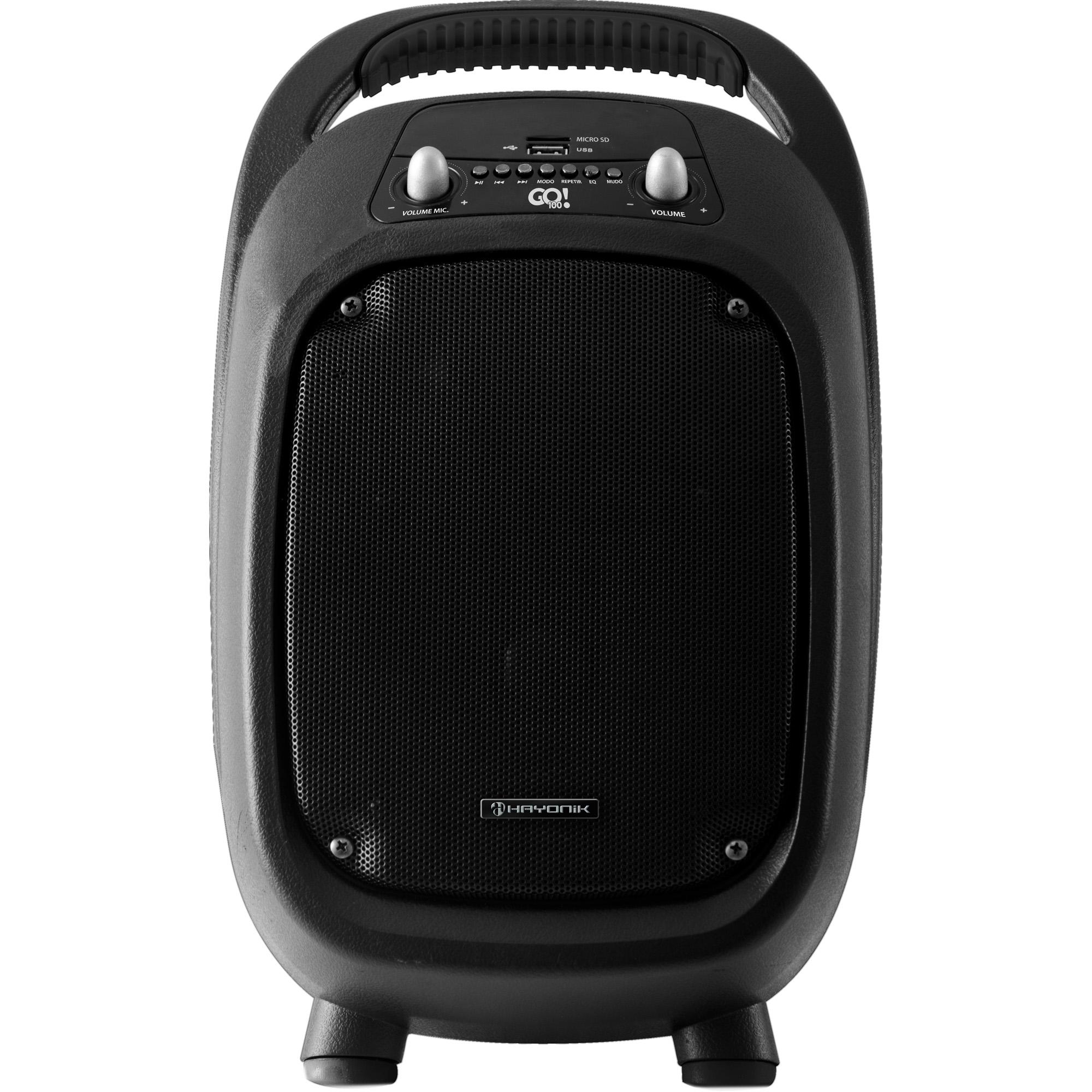 Caixa Multiuso Portátil 100w Bluetooth/microsd/usb/fm Go!100 c/ Bateria pt Hayonik 