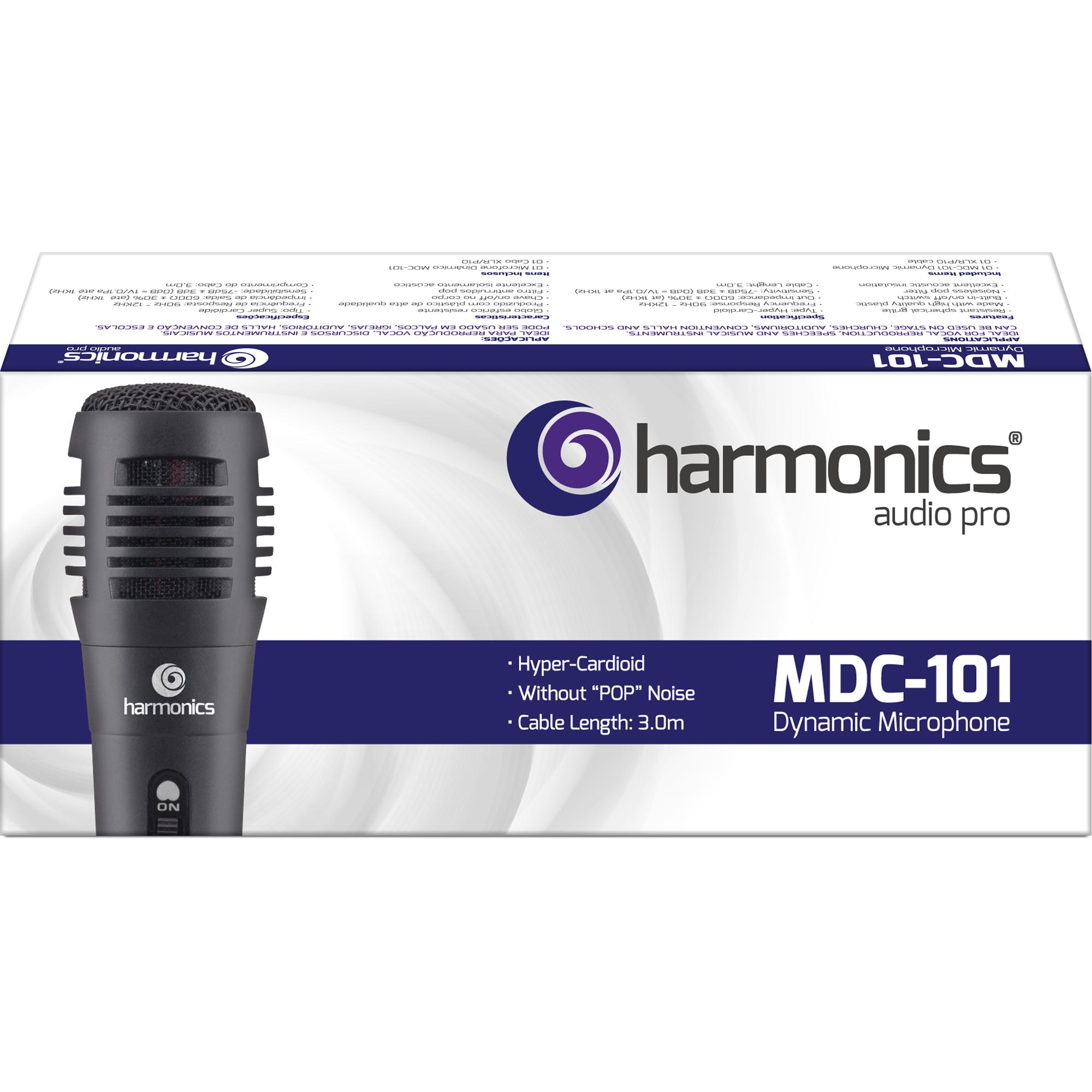 Microfone Dinâmico Supercardióide Cabo 3m Mdc101 Preto Harmonics 