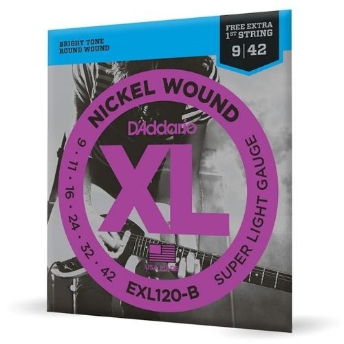Encordoamento Para Guitarra 09-42 Com Corda Extra Pl009 D'addario xl Nickel Exl120-b 