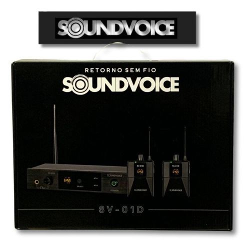 Sistema in Ear Sem Fio Duplo Soundvoice Sv-01d Uhf Para Palco, Igreja e Banda 