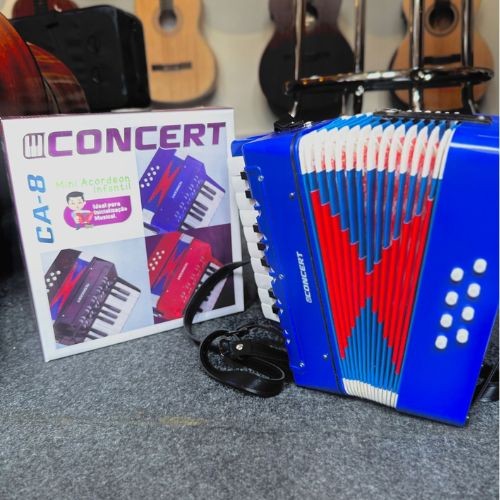 Acordeon Infantil Concert Ca8 bl Azul Sanfona Compacta Para Iniciantes 