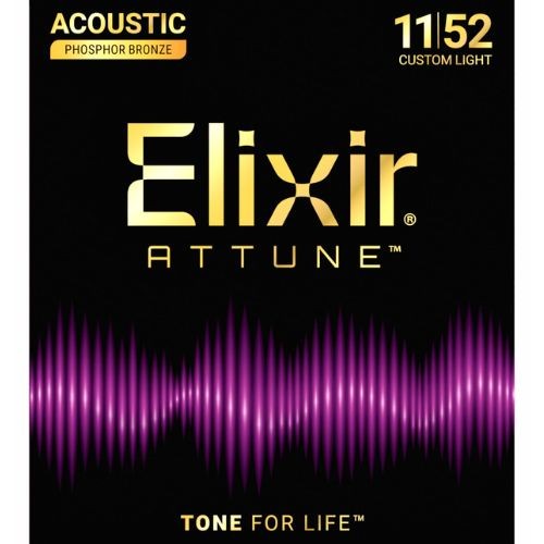 Encordoamento Elixir Attune 011-052 Custom Light Phosphor Bronze Para Violão Aço 21027 