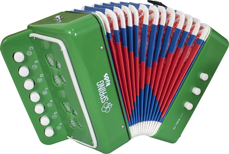 Acordeon Infantil Spring Kids Spk-73v Verde 3 Baixos 