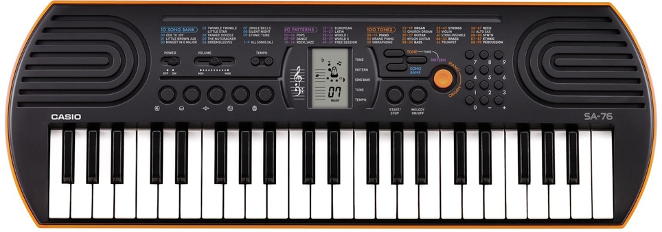 Teclado Infantil Casio Sa-76 Mini 44 Teclas Preto/laranja 