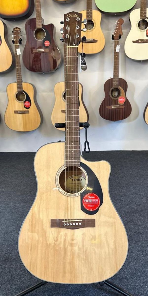 Violão Fender Cd-60sce Dreadnought Natural Eletroacústico Aço Com Fishman 