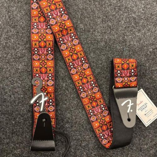 Correia Fender Festival Strap Red Mosaic 2” Para Guitarra Baixo e Violão 
