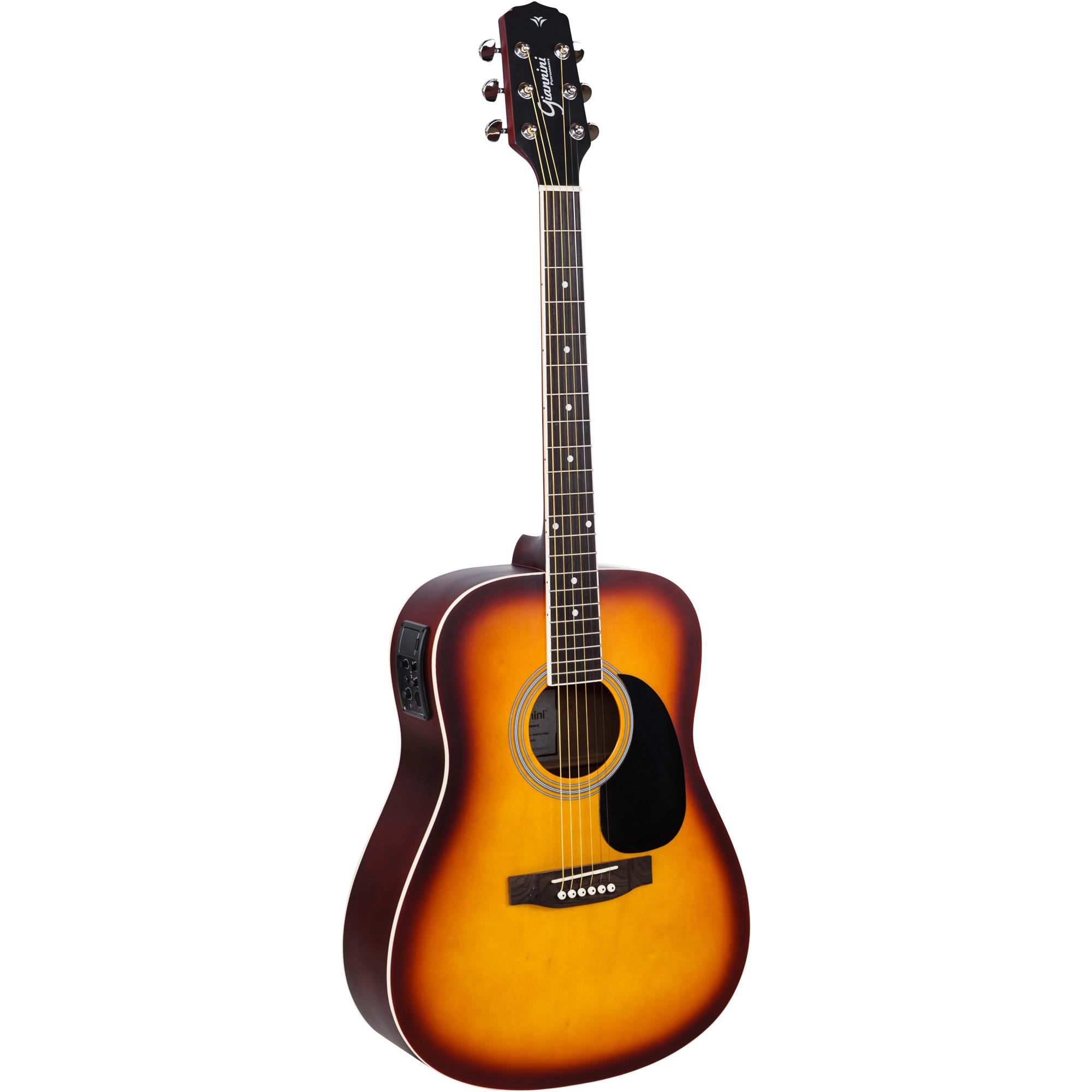 Violão Eletroacústico Dreadnought Folk Aço Gd-1 Tobacco Sunburst Giannini 