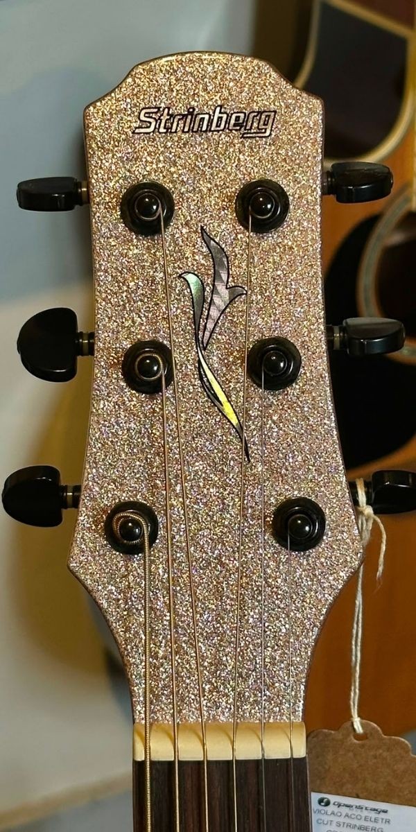 Violão Strinberg Ca50c pk Pink Sparkle Cromo Eletroacústico Aço Cutaway 