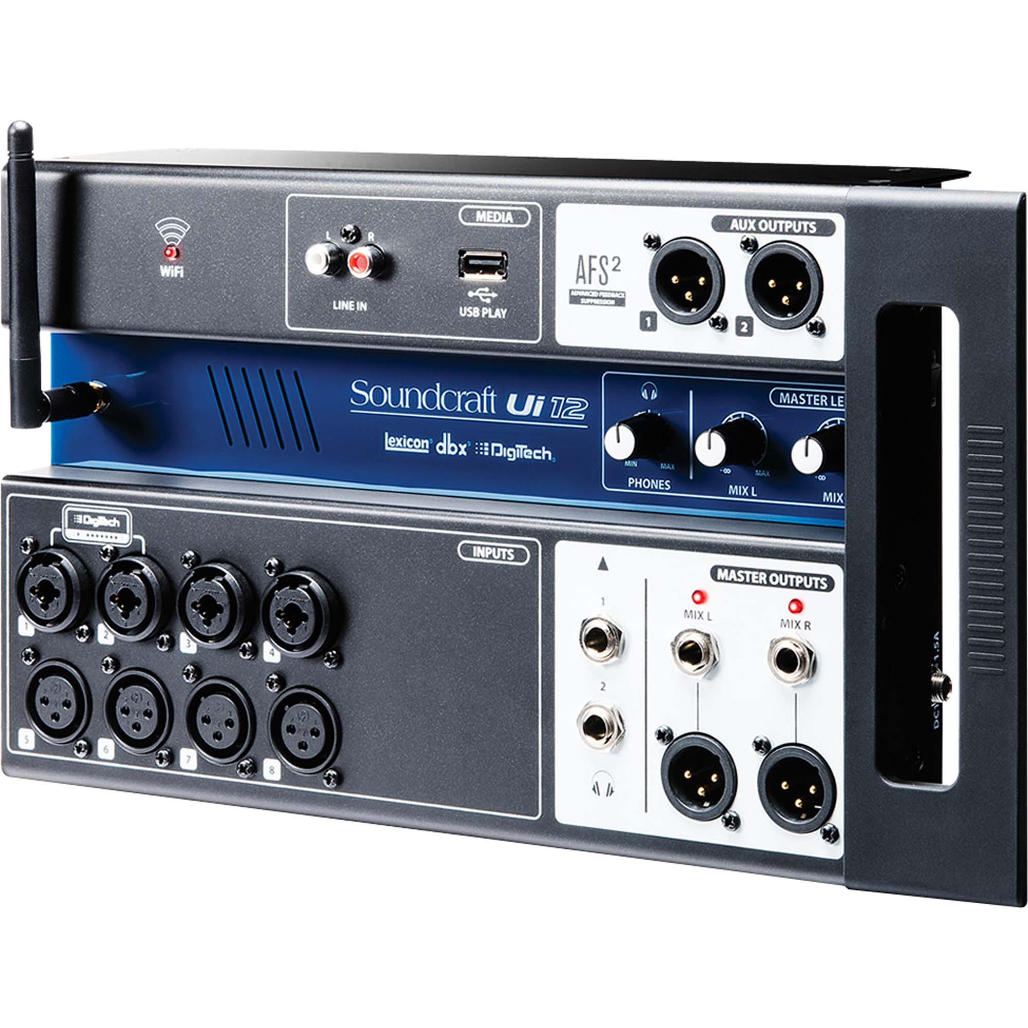 Mesa de Som Digital 12 Canais Ui-12 Preto/azul Soundcraft 