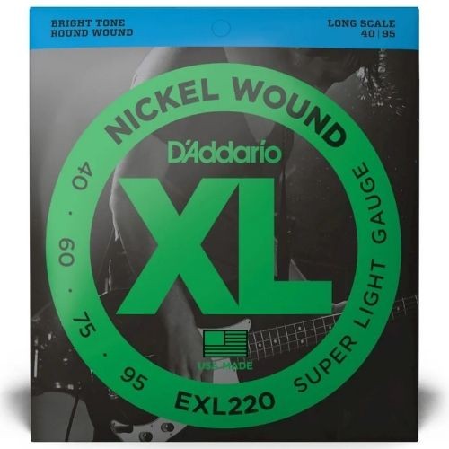 Encordoamento Para Baixo 4 Cordas 40-95 Escala Longa D'addario xl Nickel Exl22 