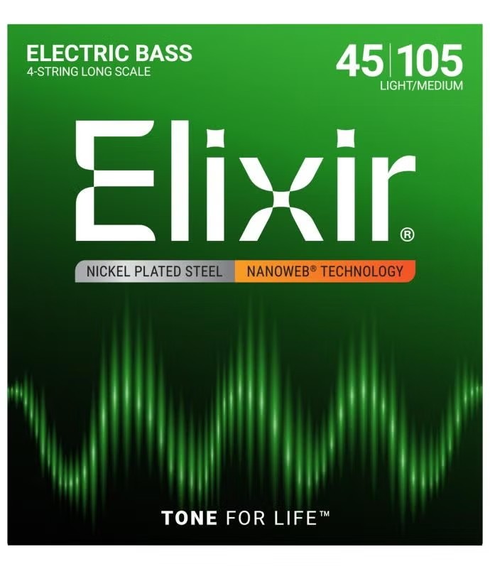 Encordoamento Baixo 4c Elixir 045 Light/ls Nanoweb Nickel Plated Steel 