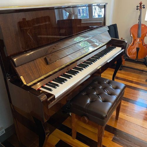Piano Acústico Vertical Fritz Dobbert Fd126 ib Imbuia Brilho Com Banqueta Regulável 