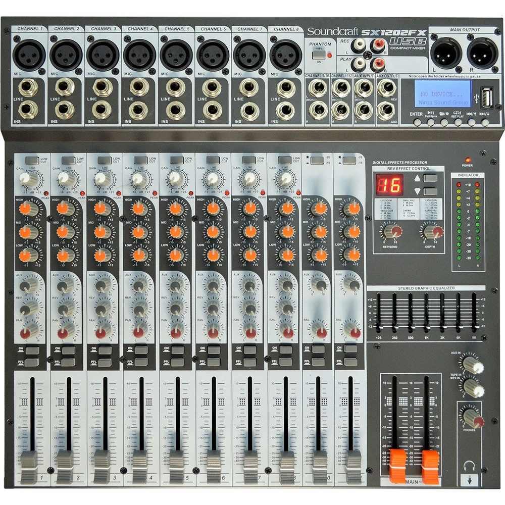 Mesa de Som Soundcraft Sx-1202 fx Usb Analógica 12 Canais Com Efeitos 