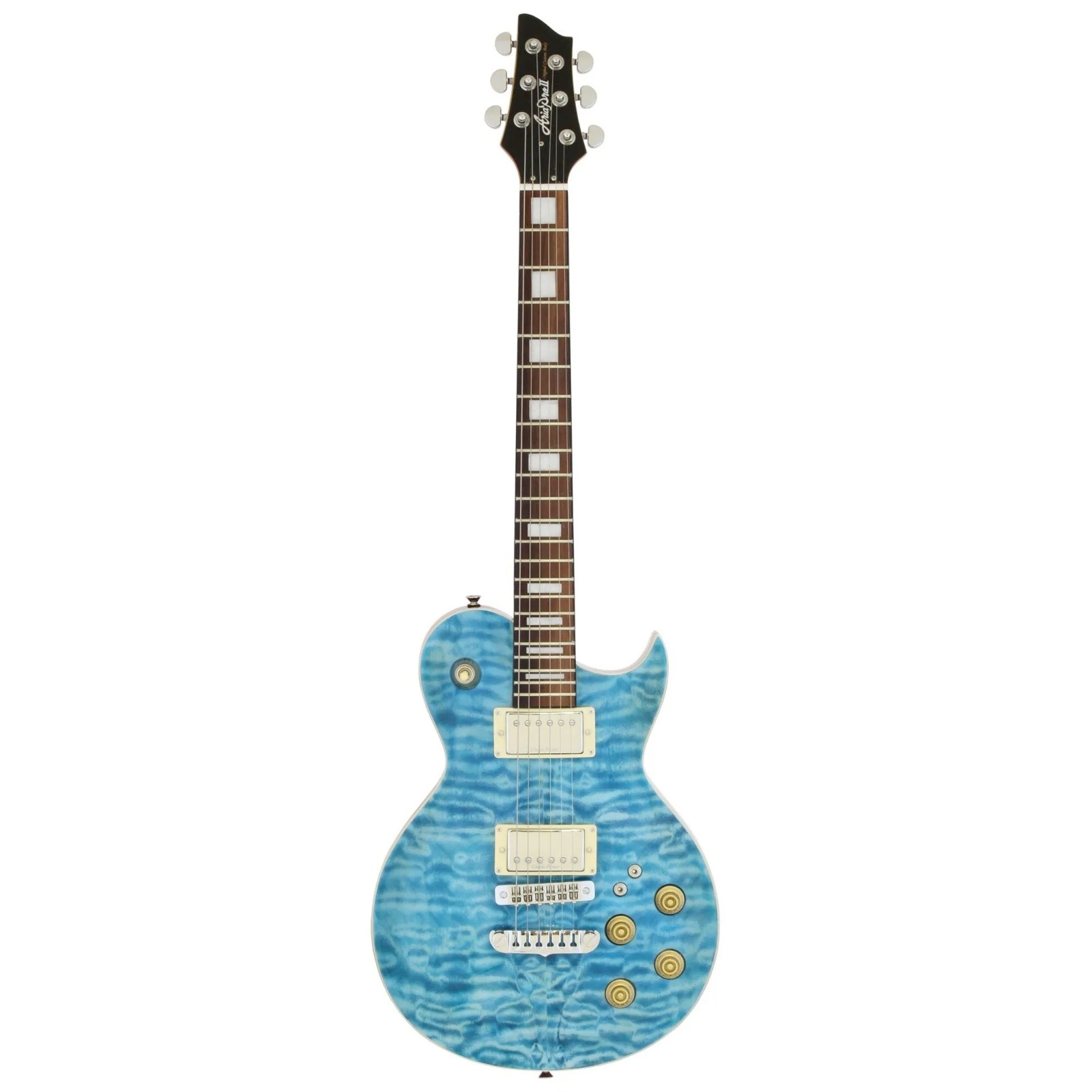 Guitarra Aria Pro ii Les Paul Pe-480 See-through Emerald Blue 