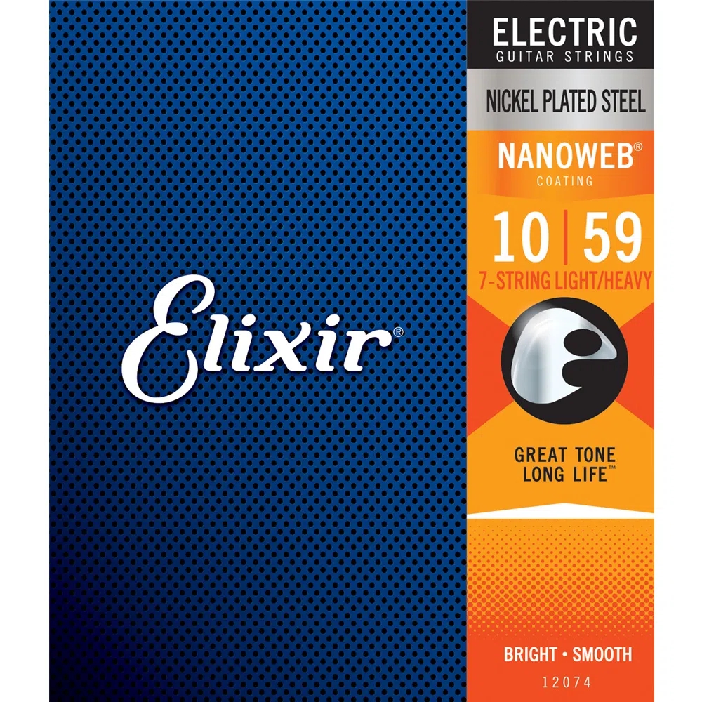 Encordoamento Guitarra Elixir 010 7 Cordas Nano 12074 