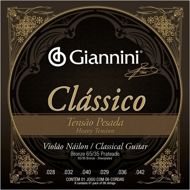 Encordoamento Violao Nylon Giannini Classico Pesado Genwpa 