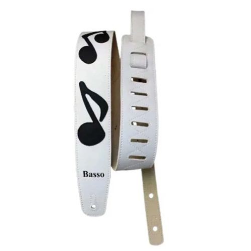 Correia Basso nm Branco Com Nota Musical Preto e Branca Para Guitarra, Violão e Baixo 