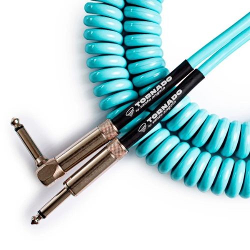Cabo P10 Santo Angelo Tornado Espiral Azul Claro 30ft 9,15m Guitarra Baixo 