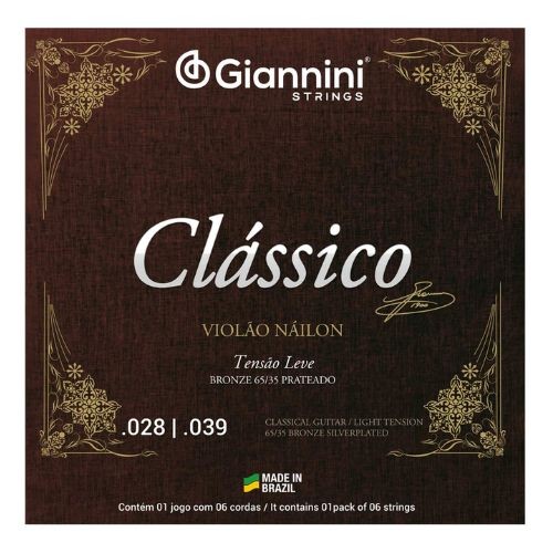 Encordoamento Violão Nylon Giannini Clássico Leve Genwpl 