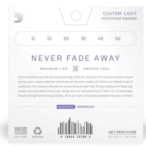 Encordoamento Para Violão Aço Revestido 11-52 D'addario xs Phosphor Bronze Xsapb1152 