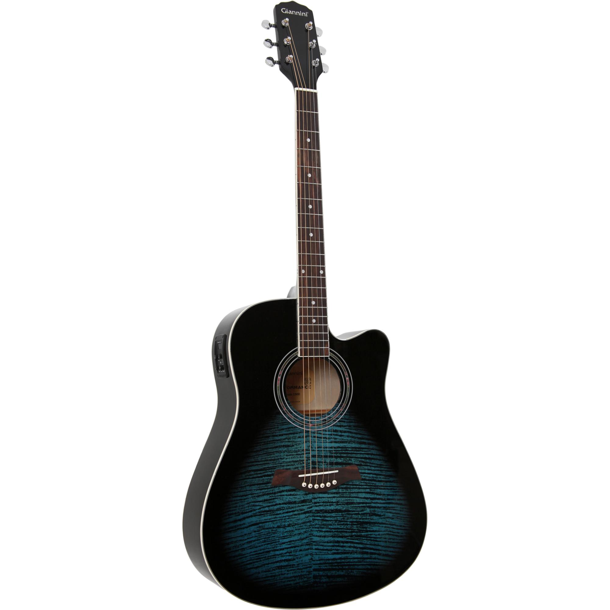 Violão Eletroacústico Folk Cutaway Aço Gf-1r Ceq Dark Blue Burst Giannini 