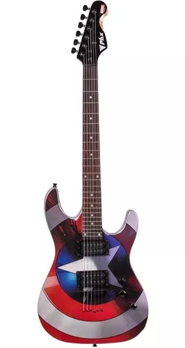 Guitarra Super Strato Phx Marvel Capitão América 