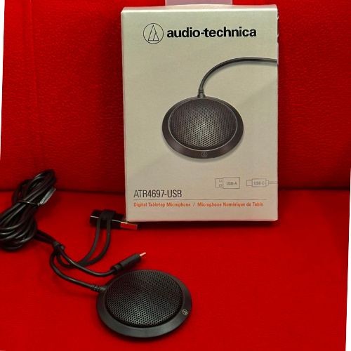Microfone Condensador Audio-technica Atr4697-usb Omnidirecional de Mesa Para Reunião e Conferência 