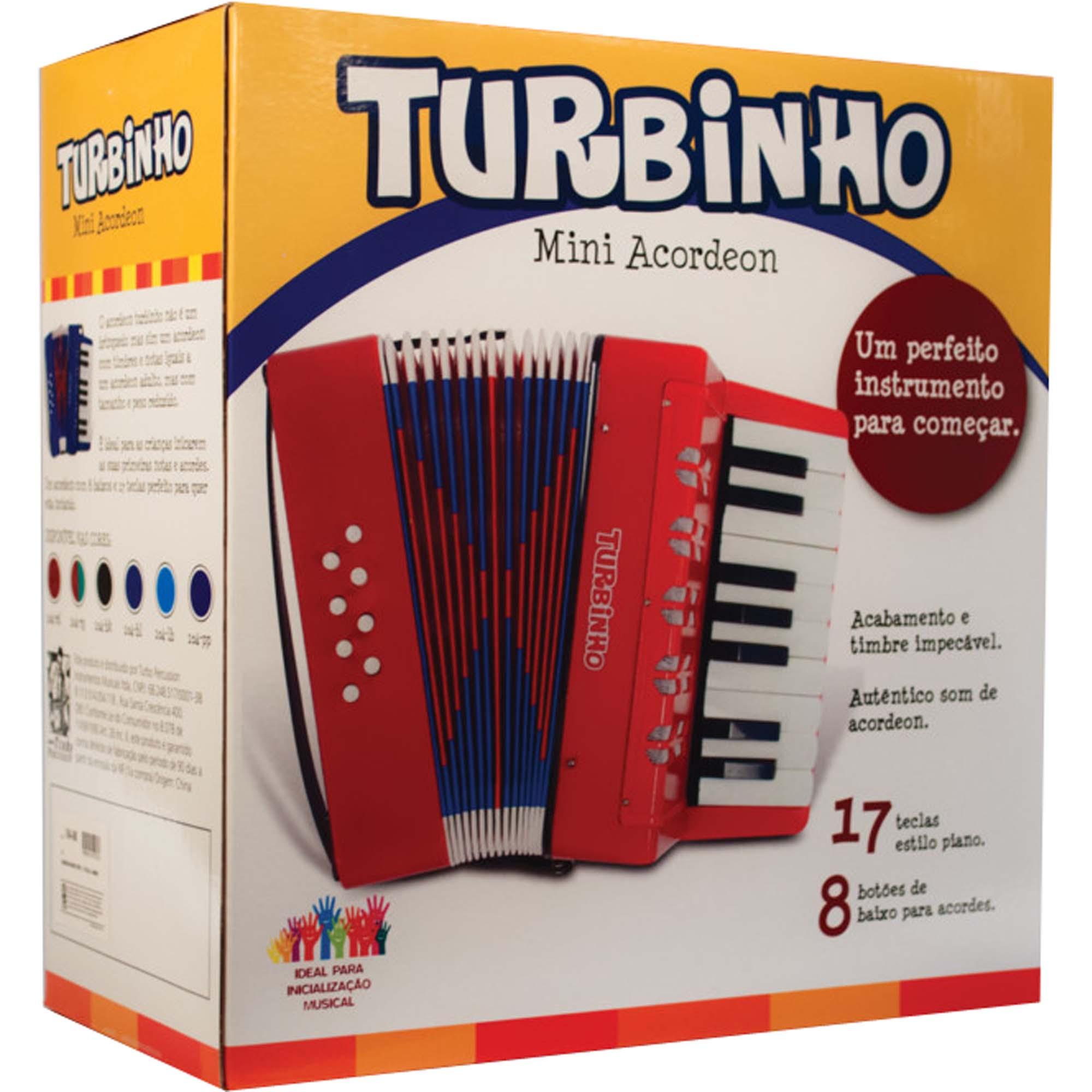 Acordeon Sanfona Infantil 104 Vermelho Turbinho 