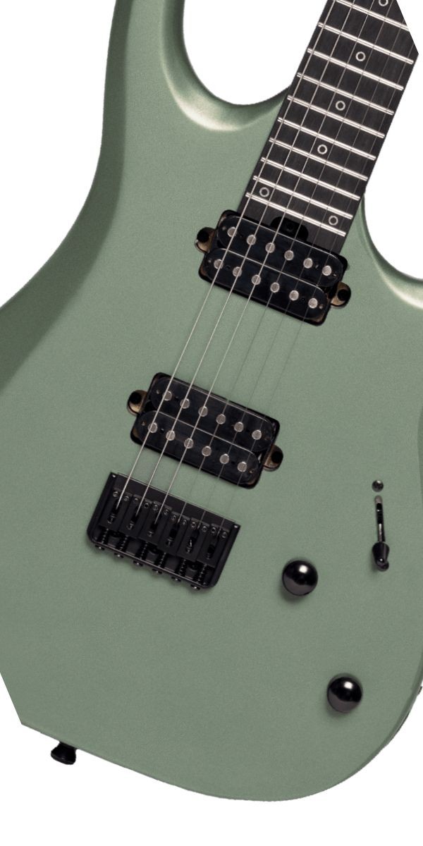 Guitarra Michael Raze Gmr400 og Olive Green Superstrato hh Hardtail Satin 