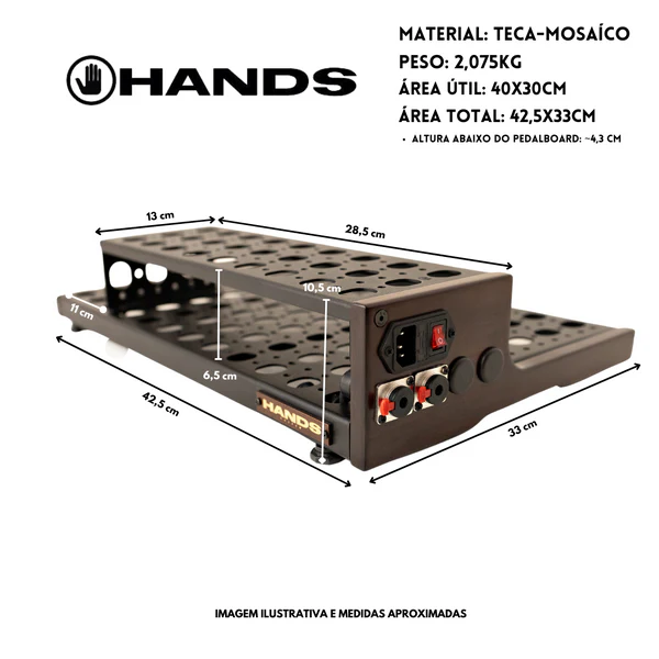 Pedalboard Hands Vertex 40x30 Imbuia Com Plataforma 