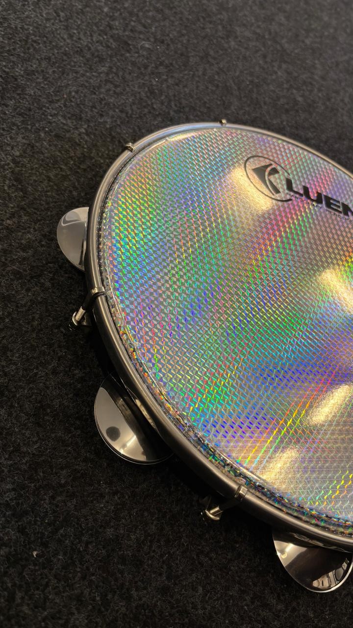 Pandeiro 12" Luen Preto Pele Holográfica 