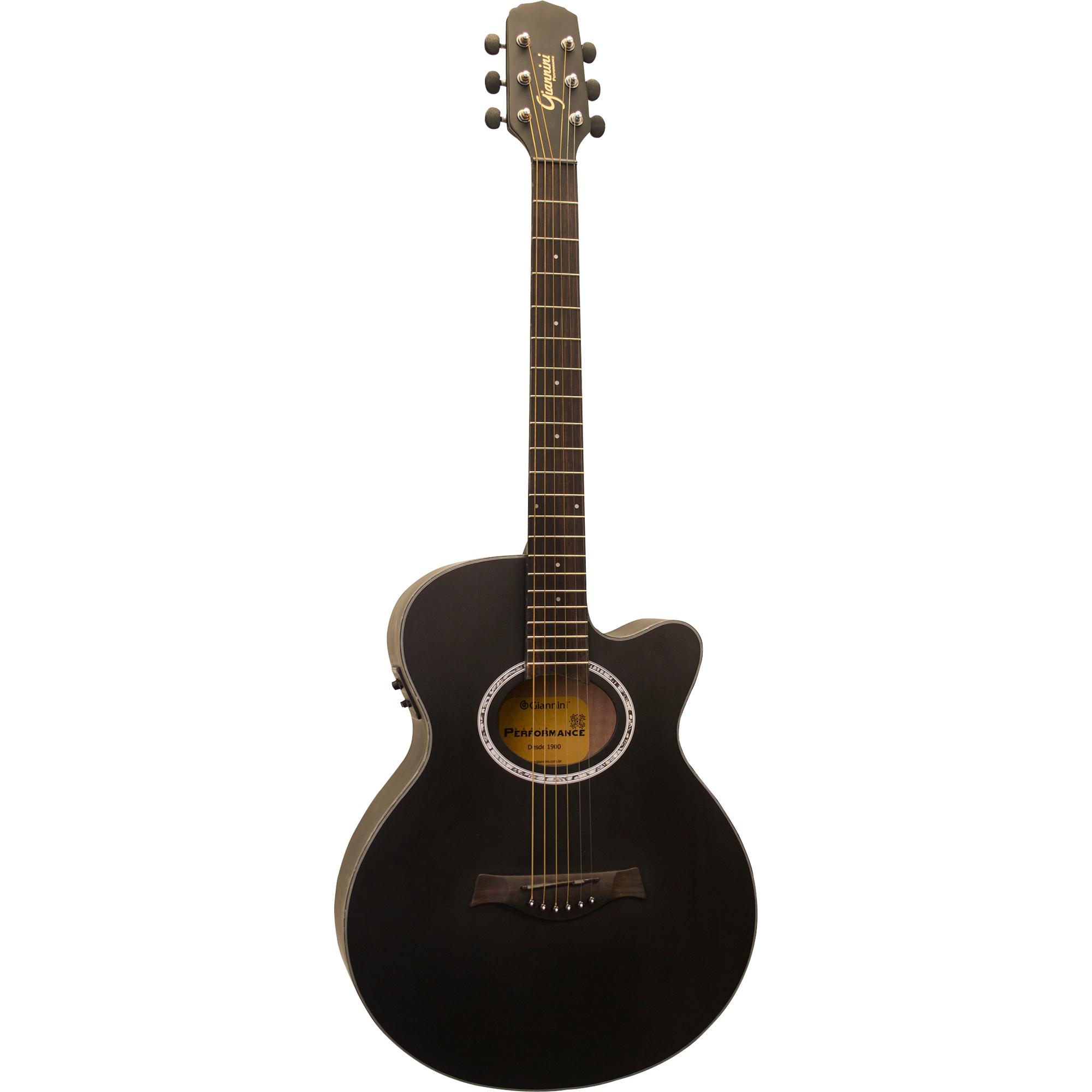 Violão Eletroacústico Mini Jumbo Cutaway Aço Gf-3r Ceq Preto Fosco Giannini 