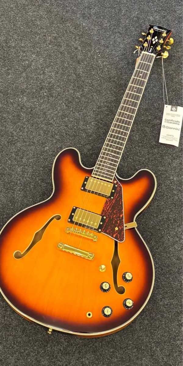 Guitarra Elétrica Giannini Sonic Deluxe Diamond Gae06 Dlx vs Violin Sunburst Semiacústica | Guitarra Semiacústica Giannini Gae06 Dlx vs Violin Sunburst Com 2 Humbuckers 