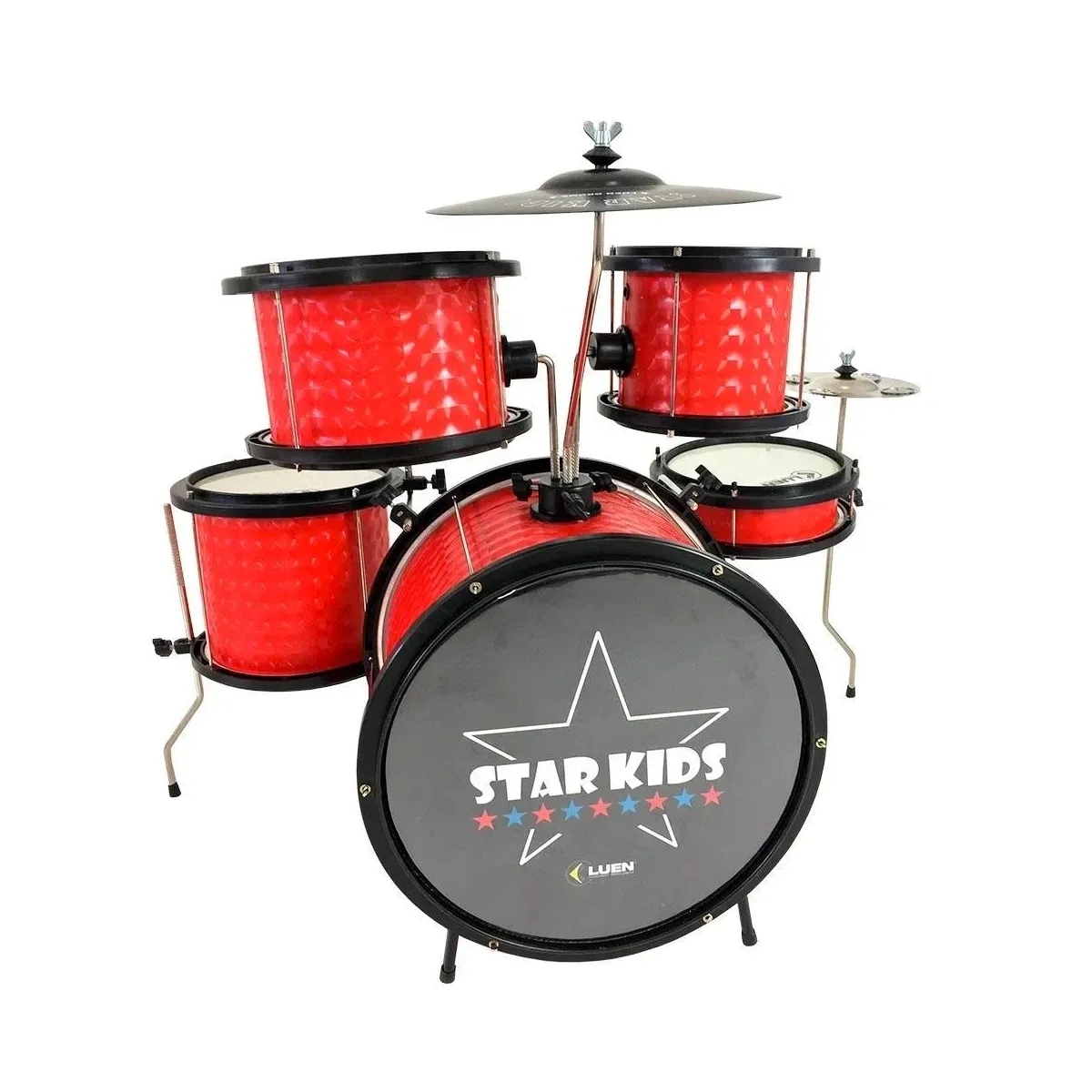 Bateria Infantil Luen Star Kids Vermelha Completa 