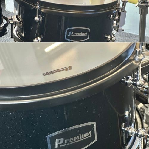 Bateria Infantil Premium Dx45j bk Preta Junior 5 Peças Com Banco, Pedal e Pratos 