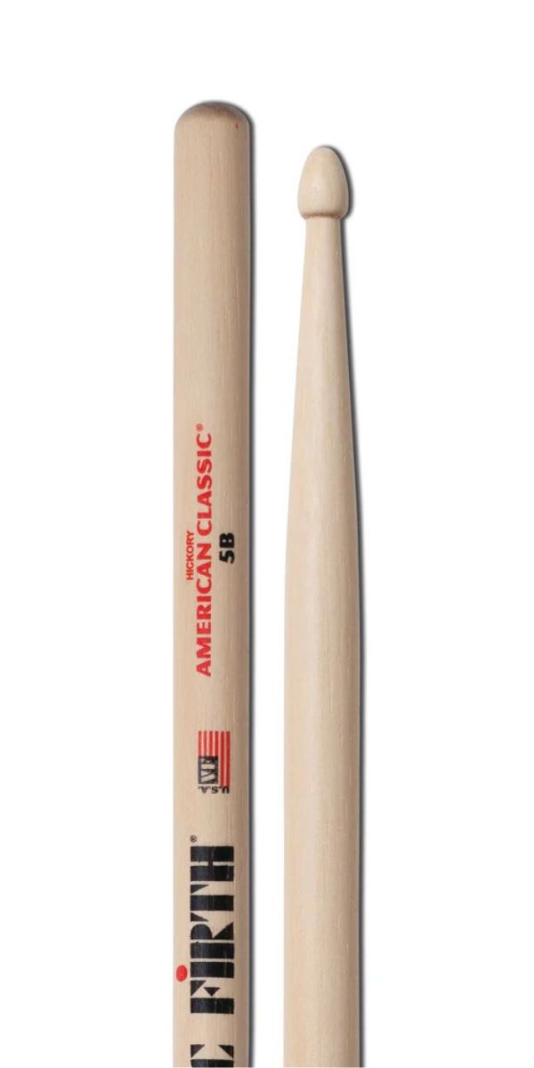 Baqueta Vic Firth American Classic 5b Ponta de Madeira Hickory Para Bateria 