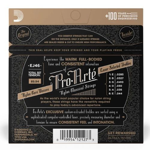 Encordoamento Violão Nylon D'addario Ej46 Pro-arté Nylon Core Tensão Alta 