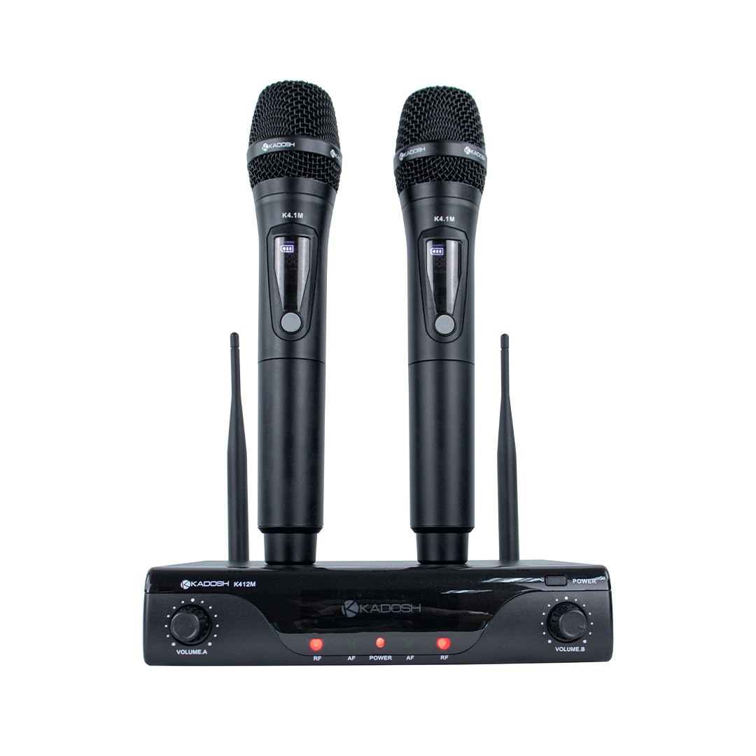 Microfone Sem Fio Duplo Kadosh Uhf K412m Recarregável 